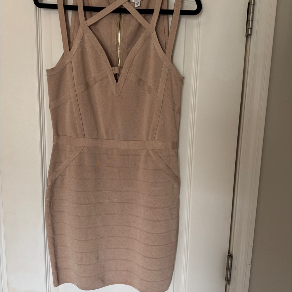 Guess Champagne Strappy Mini Dress